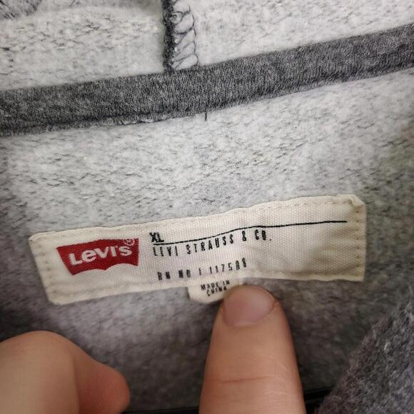Levis Sweater Womens XL Hoodie Sweatshirt Gray Logo Front Casual Street Billboar - Picture 4 of 9